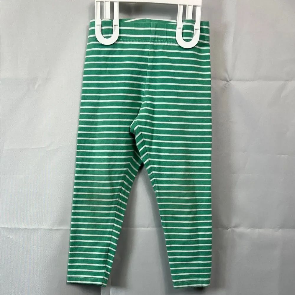 Baby Boden Green and white stripe leggings size 2-3 years
